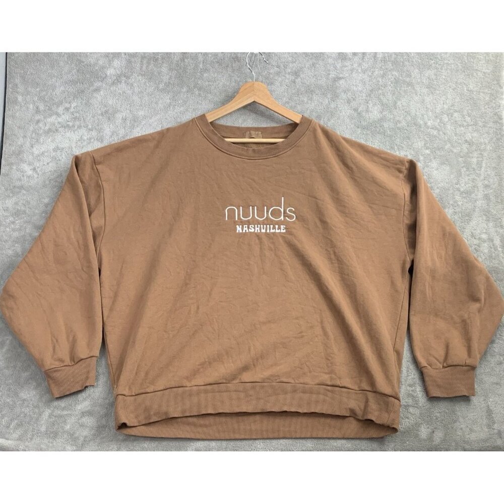 NUUDS Sweater Womens 2XL Brown Oversized Sweatshirt Pullover Fleece Nashville